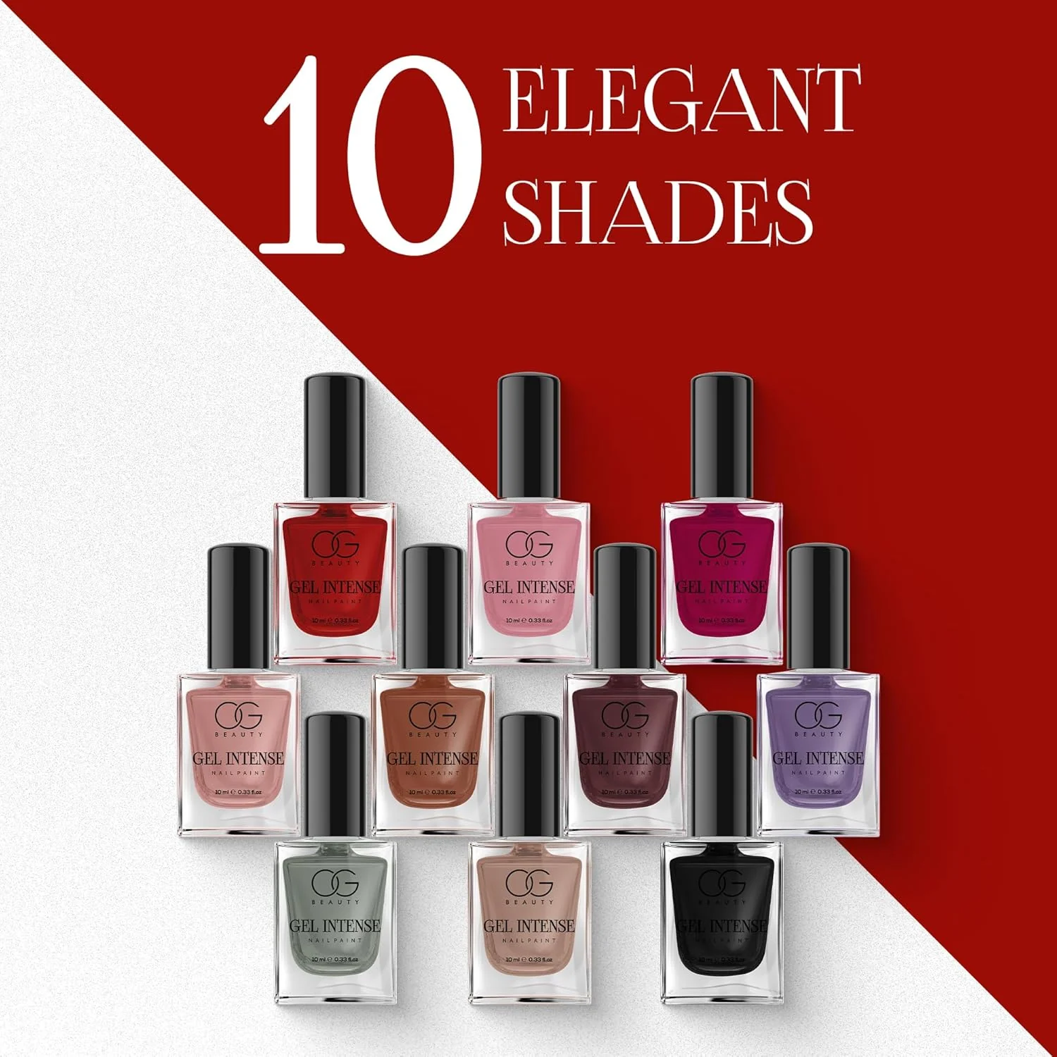 OG BEAUTY Gel Intense Nail Paint Set of 5 - 10ml Each - Image 4