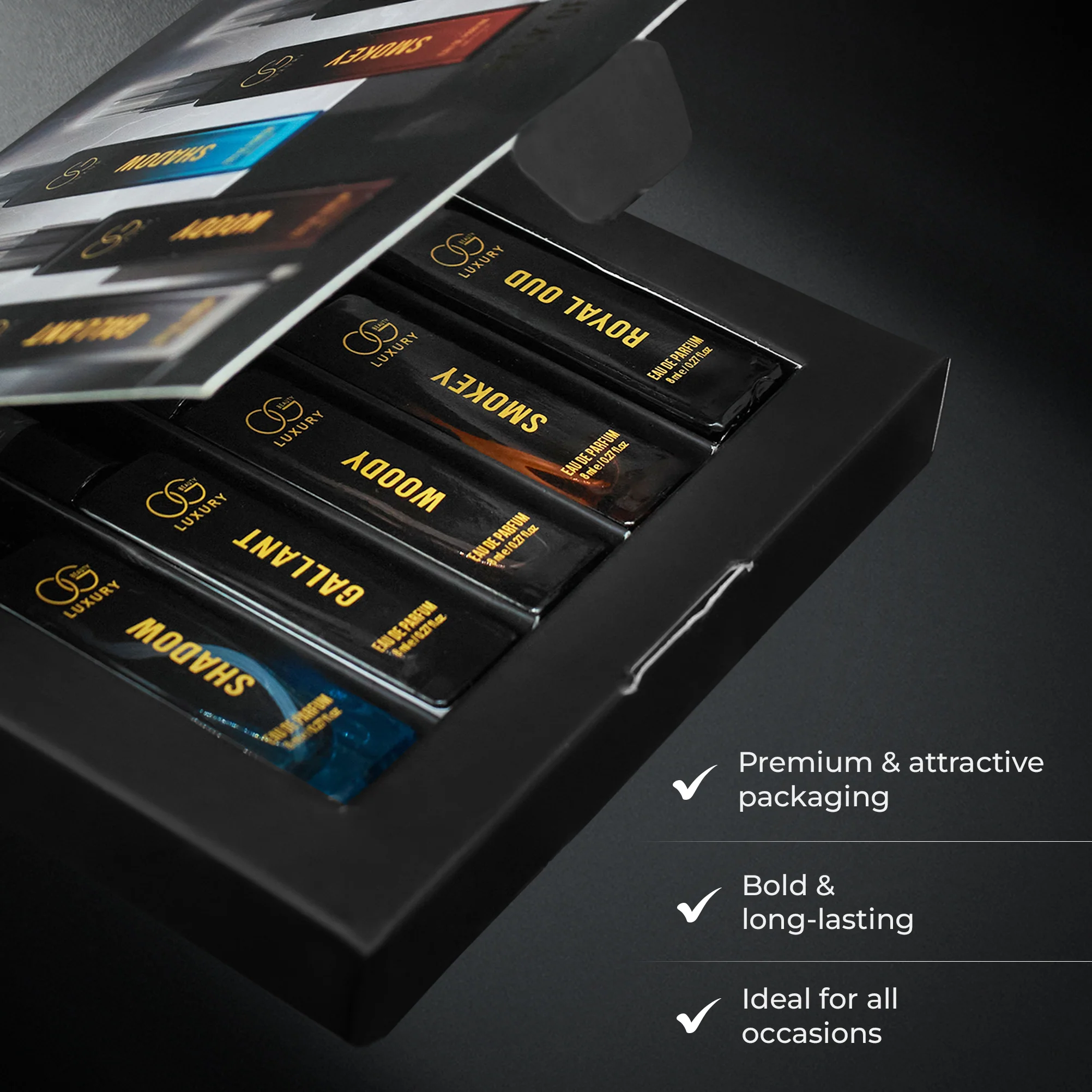 OG Luxury Perfume Gift Set for Men | 5 Eau De Parfum Scents (5 x 8ml) | Long-Lasting & Travel-Friendly - Image 7