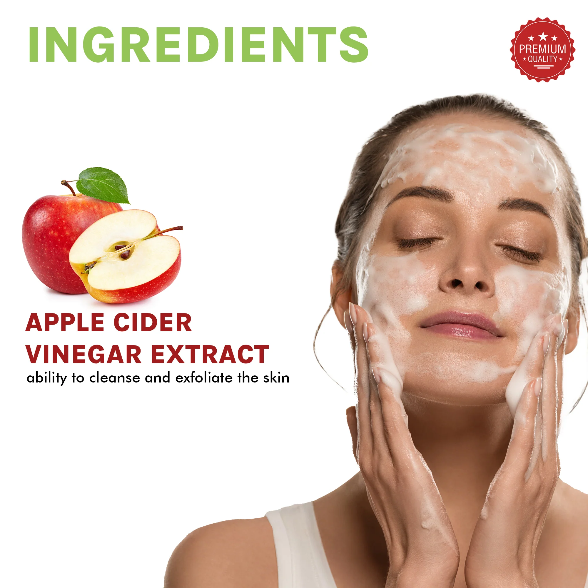 OG BEAUTY Natural Acvglow Apple Cider Vinegar Foaming Face Wash 150 Ml - Image 3