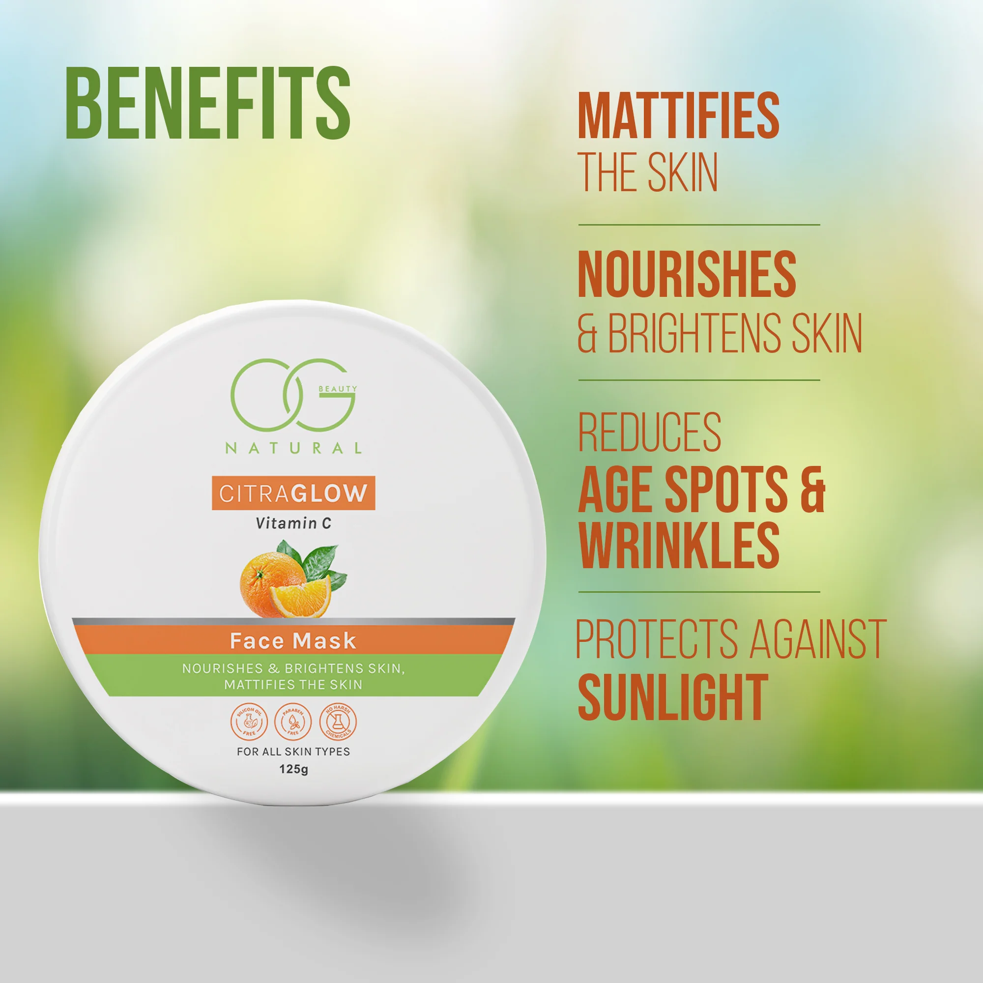 OG BEAUTY Natural Citraglow Vitamin C Face Mask 125g - Image 3