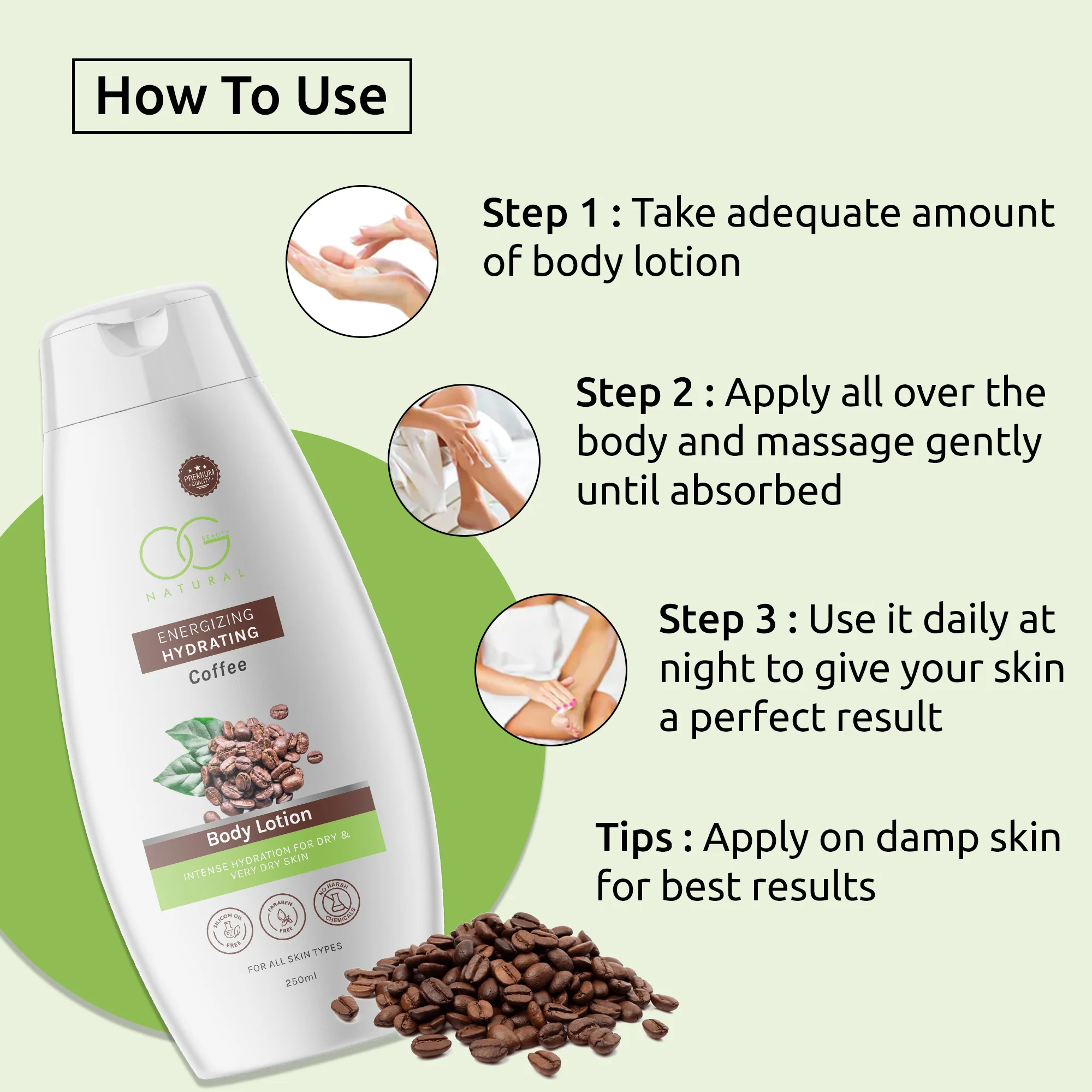 OG BEAUTY Natural Energizing Hydrating Coffee Body Lotion 250 Ml - Image 4
