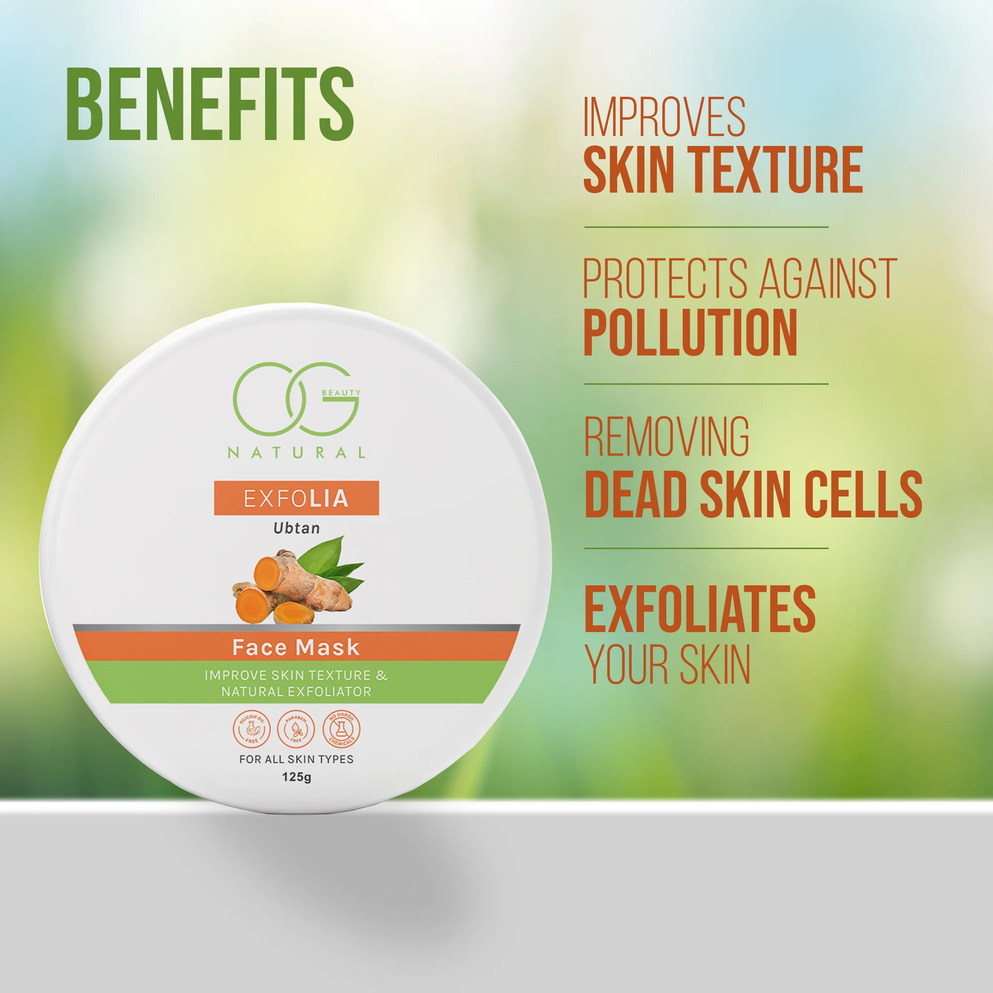 OG BEAUTY Natural Exfolia Ubtan Face Mask 125g - Image 3