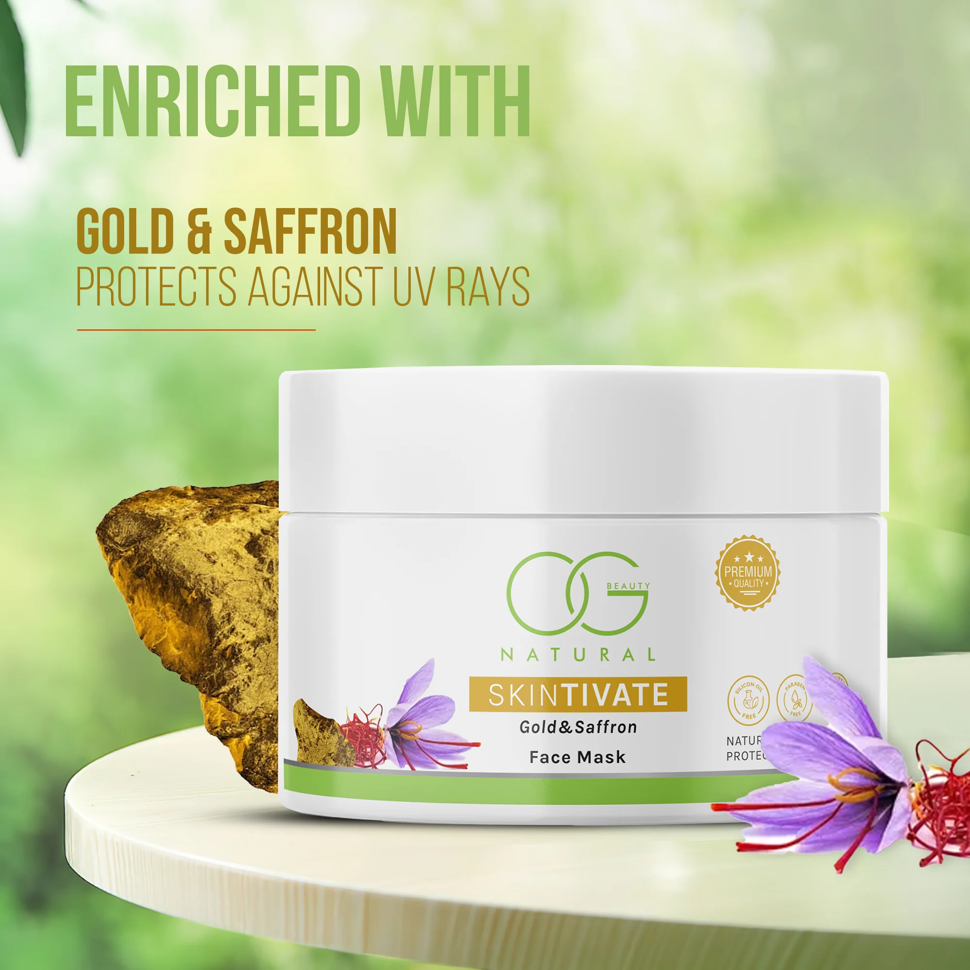 OG BEAUTY Natural Skintivate Gold & Saffron Face Mask 125g - Image 4