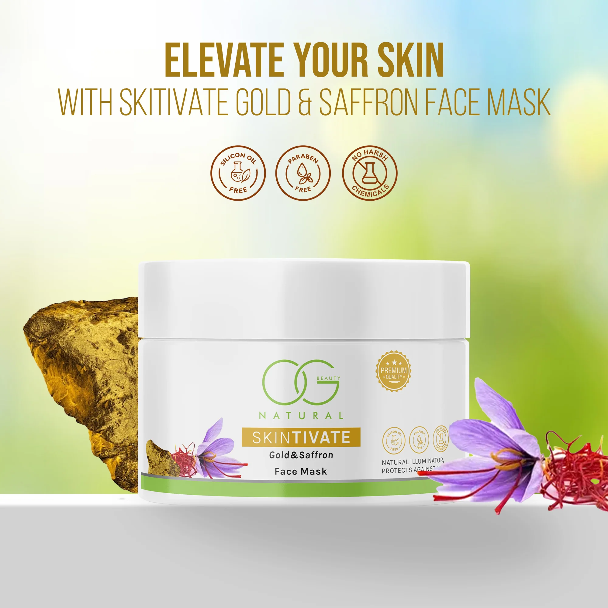 OG BEAUTY Natural Skintivate Gold & Saffron Face Mask 125g - Image 6