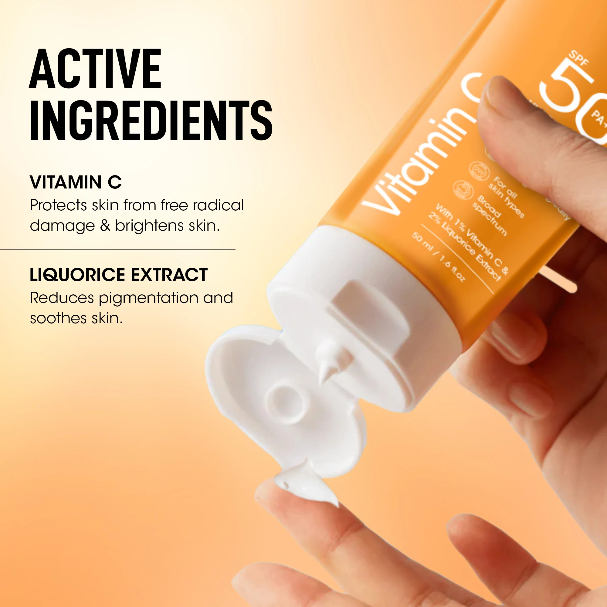 OG BEAUTY SCIENCE SPF 50 PA+++ Sunscreen - 1% Vitamin C & Liquorice for Radiant Skin - UV Protection & Hydration - 50ml - Image 4