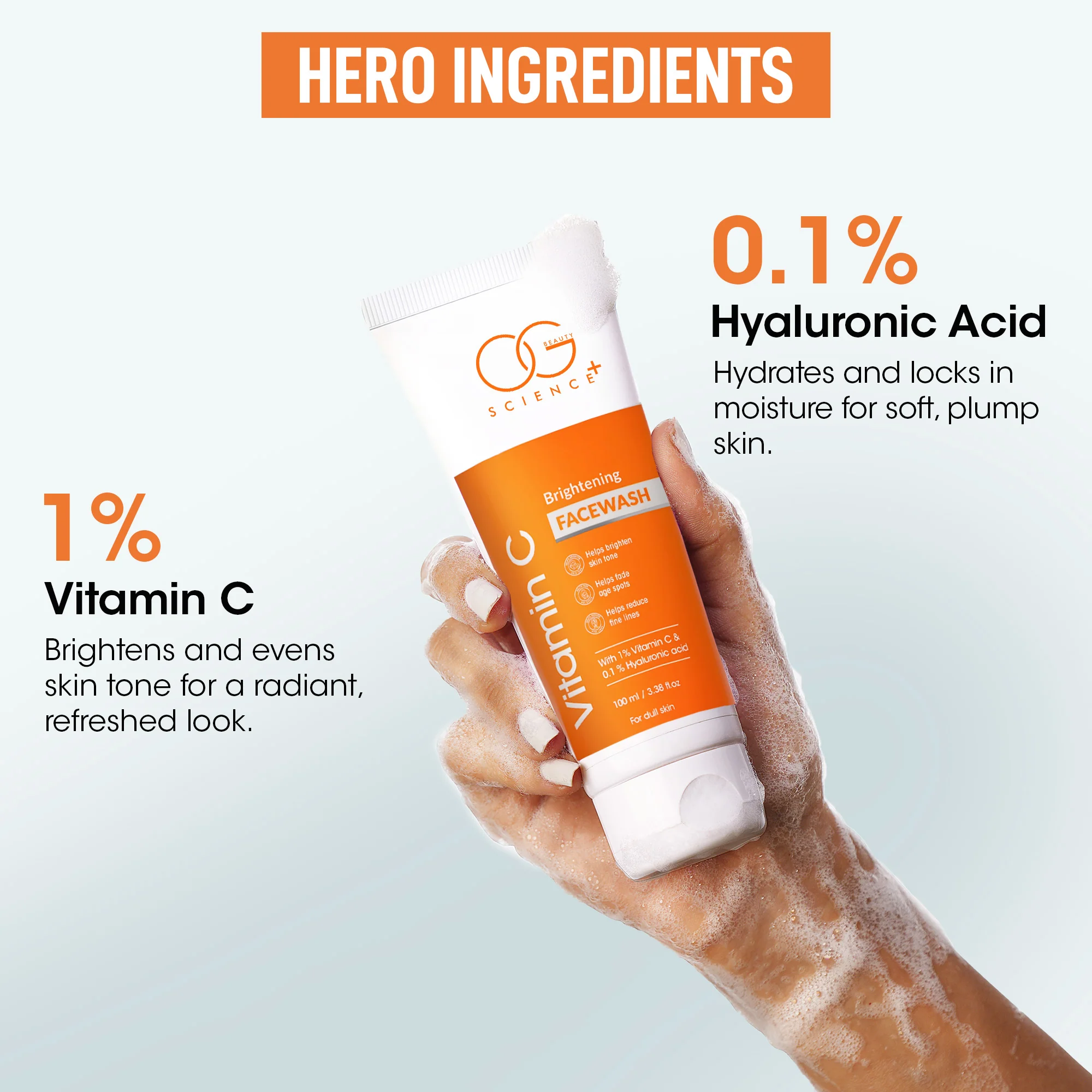 OG BEAUTY SCIENCE+ Vitamin C - Radiant Skin with Advanced Antioxidant Formula for Daily Use Face Wash (100 ml) - Image 3