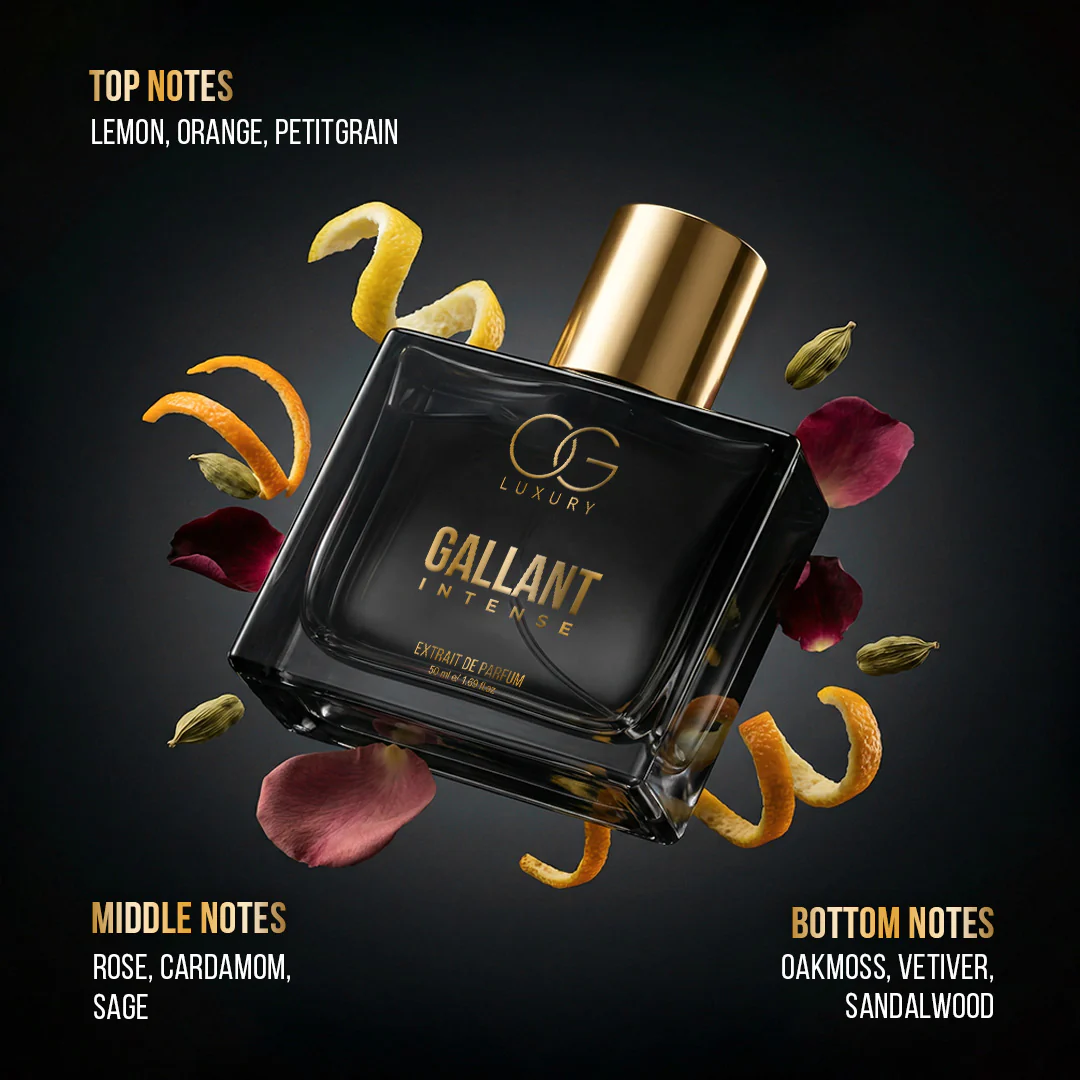 OG Luxury Extrait De Parfum Shadow & Gallant Intense Combo – India’s First & Strongest Perfume with 40% Concentration, 50ml Each - Image 4