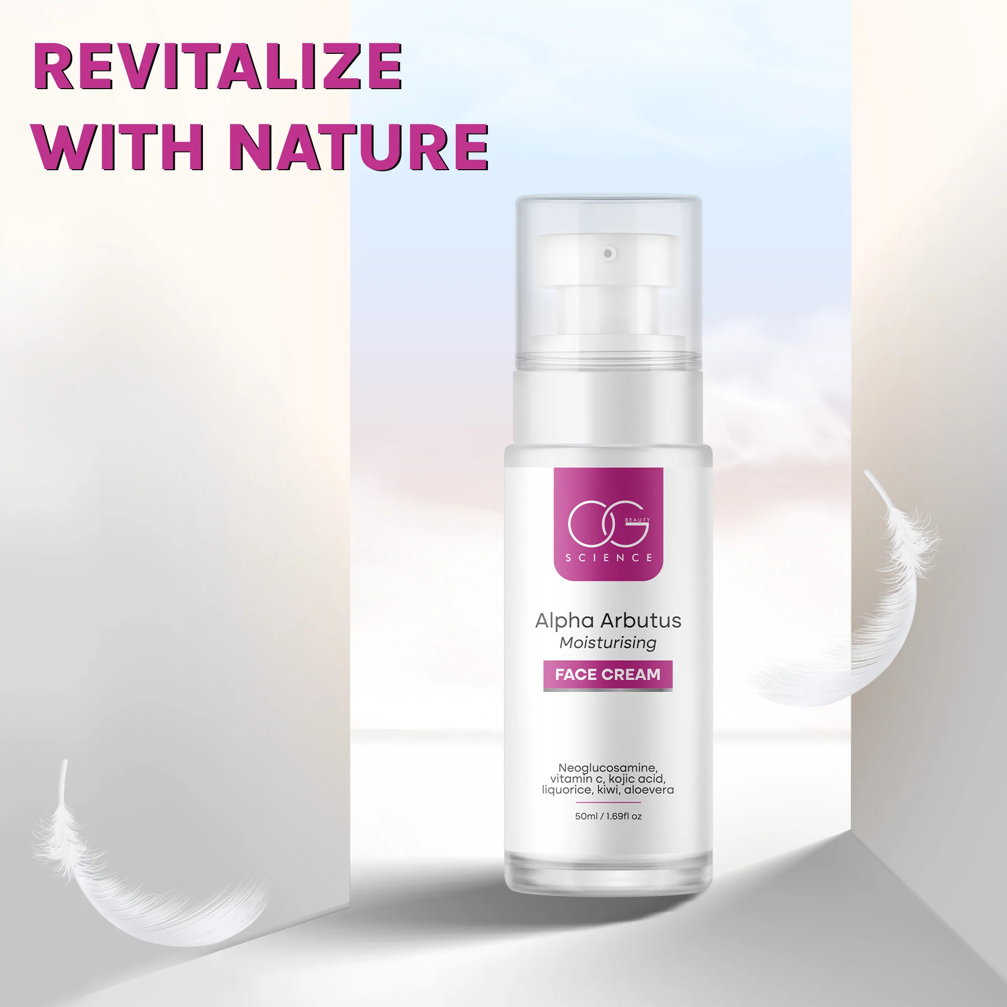 OG BEAUTY Science Alpha Arbutus Moisturising Face Cream 50ml - Image 5