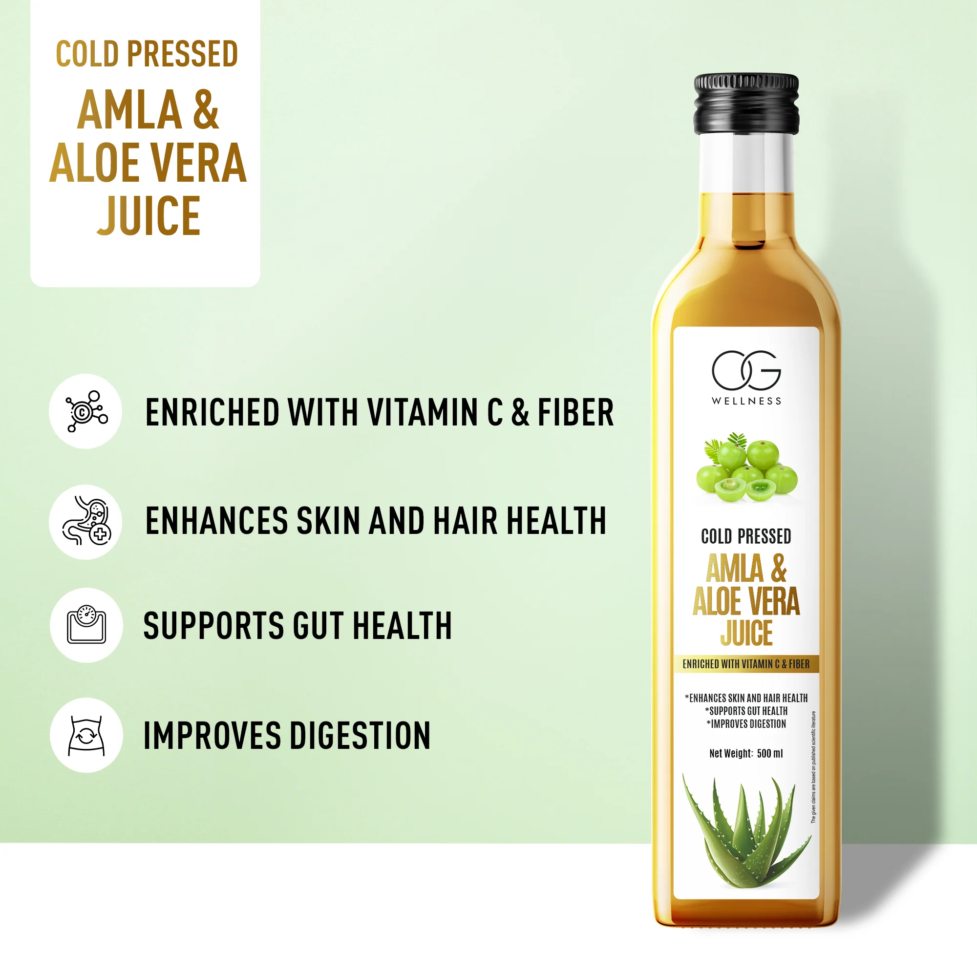 OG Wellness Amla & Aloe Vera Juice 500ml - Image 3