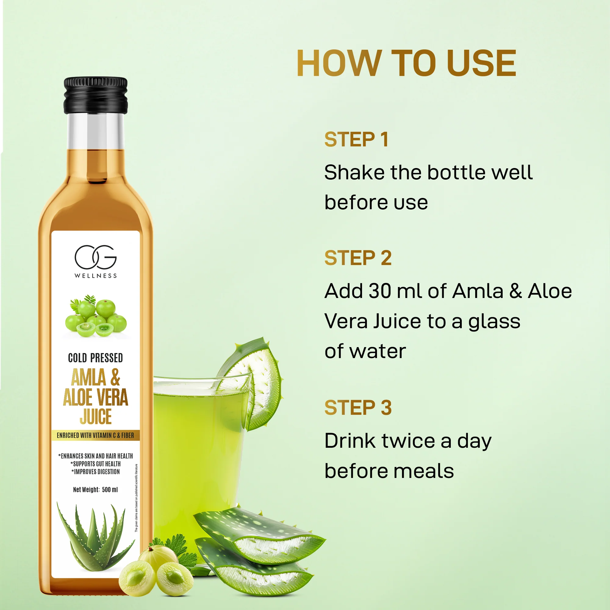 OG Wellness Amla & Aloe Vera Juice 500ml - Image 5