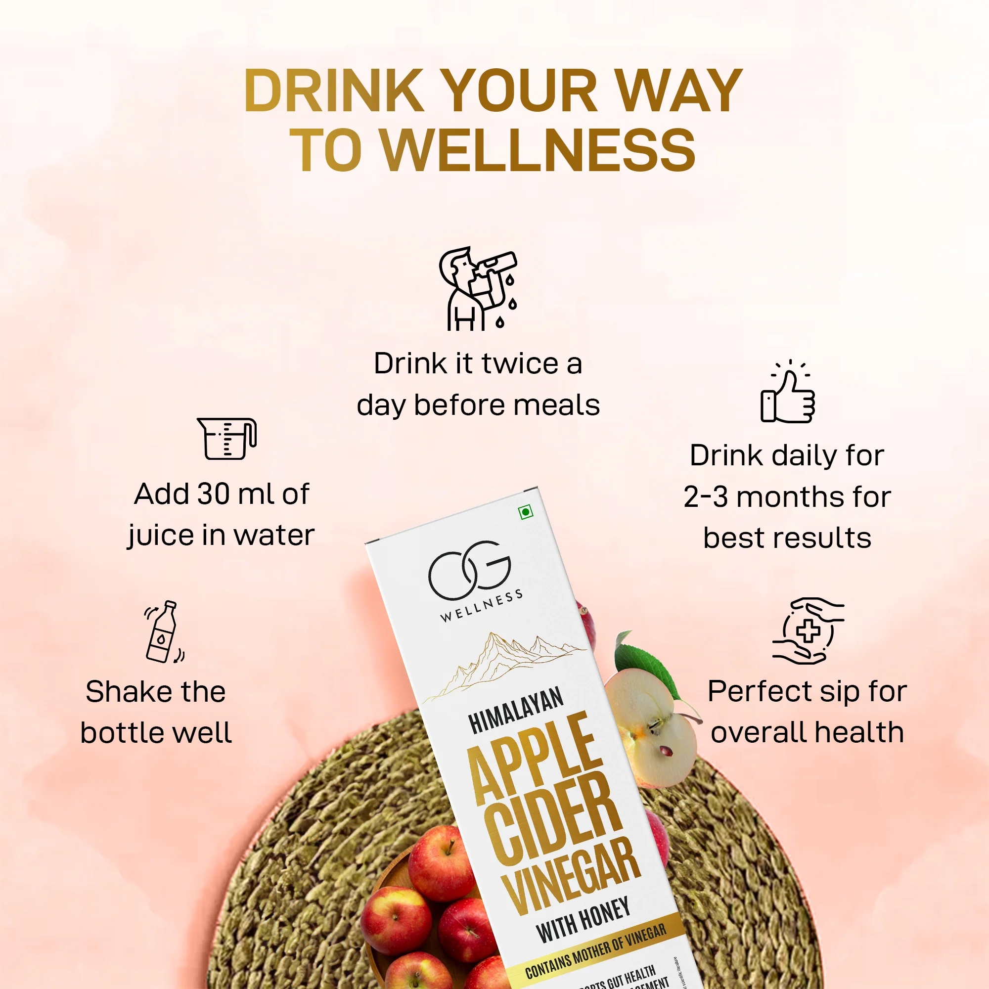 OG Wellness Himalayan Apple Cider Vinegar with Honey, 500Ml - Image 4