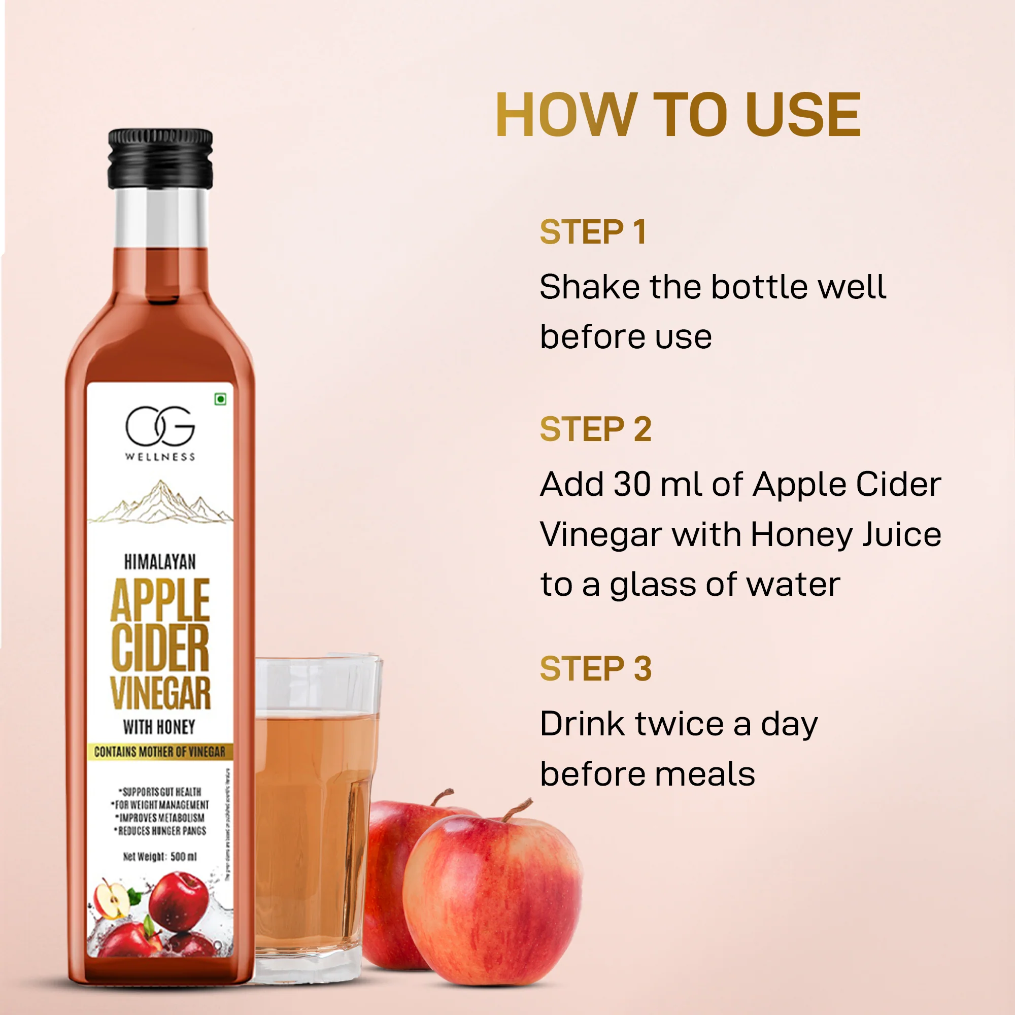 OG Wellness Himalayan Apple Cider Vinegar with Honey, 500Ml - Image 5